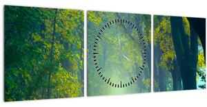Fákkal szegélyezett út képe (órával) (90x30 cm)