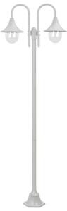 Fehér 2-égős alumínium kerti állólámpa, E27, 220 cm