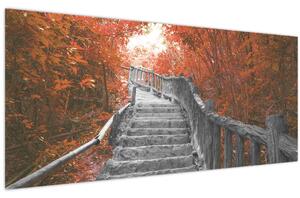 Kép - Lépcsők a természetben, narancssárga (120x50 cm)