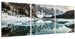 Kép - tó télen (órával) (90x30 cm)