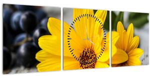 Sárga virág képe (órával) (90x30 cm)