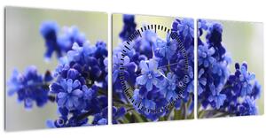 Kék virágos csokor képe (órával) (90x30 cm)