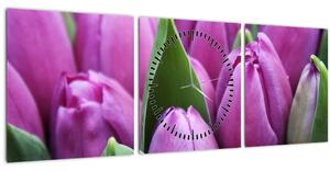 Kép - tulipánok (órával) (90x30 cm)