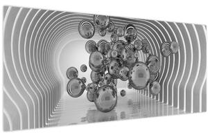 Kép - Fekete-fehér buborékok (120x50 cm)