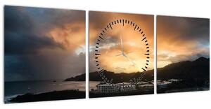 Kép - felhős tengerpart (órával) (90x30 cm)