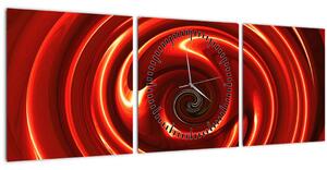 Absztrakt kép - piros spirál (órával) (90x30 cm)