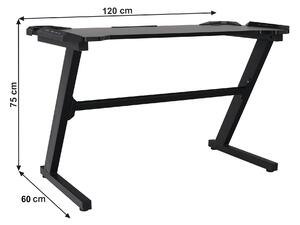 KONDELA PC asztal/gamer asztal, fekete, JADIS