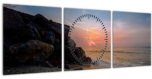 A tengerparton található naplemente képe (órával) (90x30 cm)
