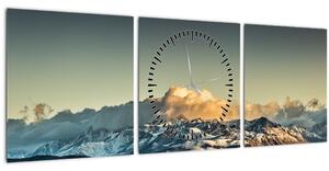 Kép - magas hegyek csúcsai (órával) (90x30 cm)