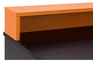 KONDELA Számítógépasztal/gamer asztal, fekete matt/narancssárga, TEZRO