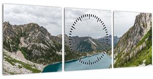 A hegyekben lévő tó képe (órával) (90x30 cm)