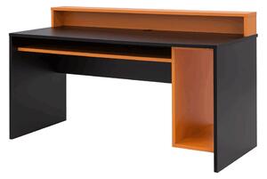 KONDELA Számítógépasztal/gamer asztal, fekete matt/narancssárga, TEZRO