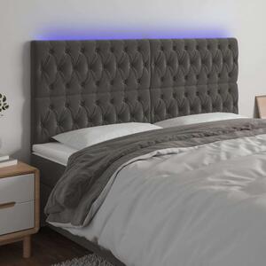 VidaXL LED-es Bársony Fejtámla - Sötétszürke - 200x128cm