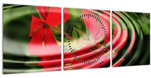 Absztrakt kép - virágok hullámokban (órával) (90x30 cm)