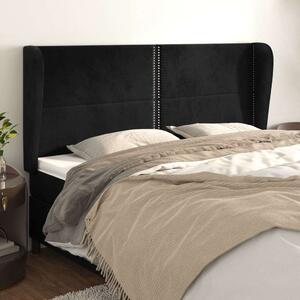 VidaXL Fekete Bársony Ágyfejtámla Szárnyakkal - 183x23x118/128cm