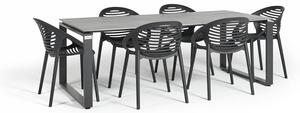 Joanna fekete 6 személyes kerti étkezőszett székekkel és Strong asztallal, 210 x 100 cm - Bonami Selection