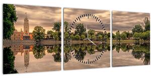 A tó és a fák képe (órával) (90x30 cm)