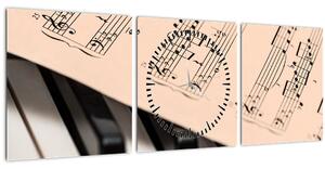 Zongora hangjegyekkel képe (órával) (90x30 cm)