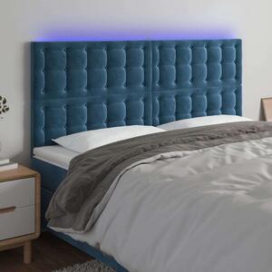 VidaXL LED-es Bársony Ágytámlá - Sötétkék - 160cm