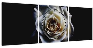Fehér rózsa képe (órával) (90x30 cm)