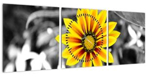 Sárga virágok képe (órával) (90x30 cm)