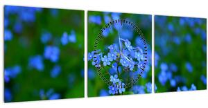 A kék virágok képe (órával) (90x30 cm)