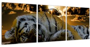 Alvó tigris képe (órával) (90x30 cm)