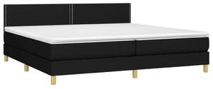 VidaXL Ágy - Fekete Szövet - Rugós - LED - 200x200 cm