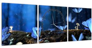 Kék pillangók képe (órával) (90x30 cm)