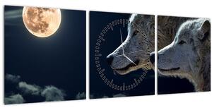 Farkas üvöltés a holdra képe (órával) (90x30 cm)