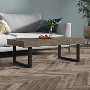 Szürke és fekete MDF és vas dohányzóasztal 120x60x40 cm