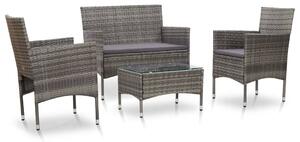 4 részes szürke polyrattan kerti ülőgarnitúra párnákkal