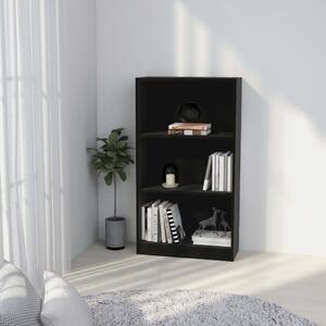 3 szintes fekete szerelt fa könyvszekrény 60 x 24 x 109 cm