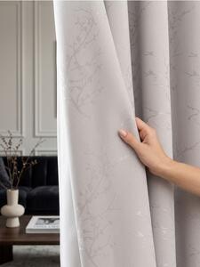 Sinsay - Függöny karikákkal, jacquard növényi mintával - világos szürke