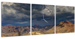 Kép - kaktuszok a természetben (órával) (90x30 cm)