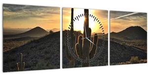 Kép - kaktuszok a napon (órával) (90x30 cm)