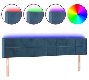 VidaXL sötétkék bársony LED-es fejtámla 183 x 16 x 78/88 cm