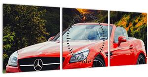 Kép - piros Mercedes (órával) (90x30 cm)