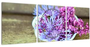 Kép - lila növény (órával) (90x30 cm)