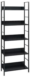 5 szintes fekete szerelt fa könyvespolc 60 x 27,6 x 158,5 cm