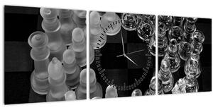Kép - fekete-fehér sakk (órával) (90x30 cm)