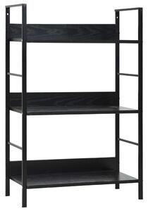 3 szintes fekete szerelt fa könyvespolc 60 x 27,6 x 90,5 cm