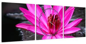 Kép - rózsaszín virág (órával) (90x30 cm)