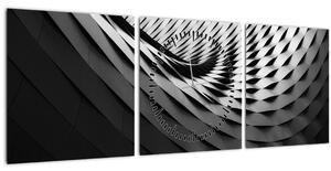 Absztrakt kép - fekete-fehér spirál (órával) (90x30 cm)