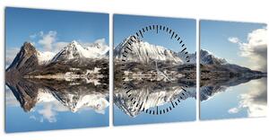 A hegyek képe és a tükröződés (órával) (90x30 cm)