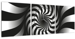 Absztrakt kép egy fekete-fehér spirál (órával) (90x30 cm)