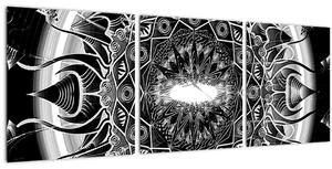 Fekete-fehér díszek képe (órával) (90x30 cm)