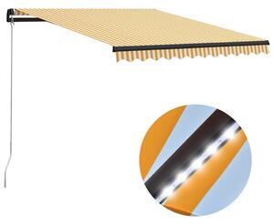 Sárga és fehér kézzel kihúzható LED-es napellenző 300 x 250 cm