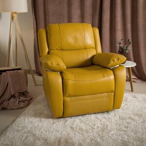 KONDELA Elektromos relaxációs fotel, bőr/ekobőr sárga, VIVAN