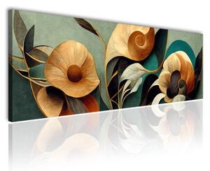 150x50 cm - Absztrakt virágok kékben vászonkép